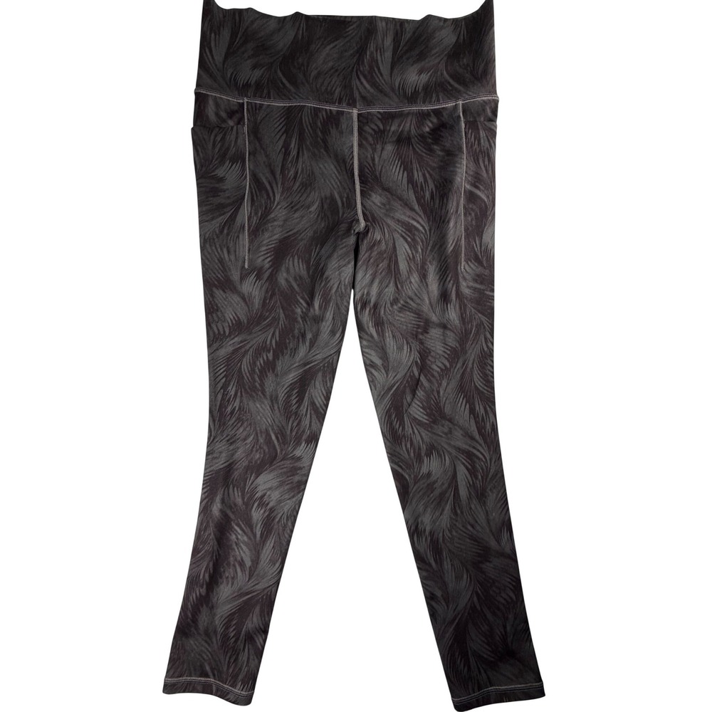 Athleta Salutation Stash II Printed Tight Grey Black Feather Leggings Large